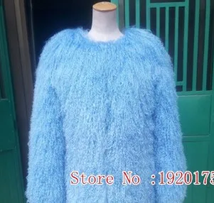 Sky blue Женская натуральная монгольская овечья шуба женская кожаная короткая стильная пляжная шерстяная куртка с мехом женская верхняя одежда - Цвет: Sky blue