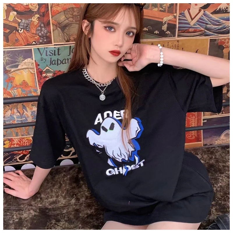 

ADER ERROR men's/women's 100% cotton short-sleeved T-shirt embroidered snow monster street loose o-neck T-shirt