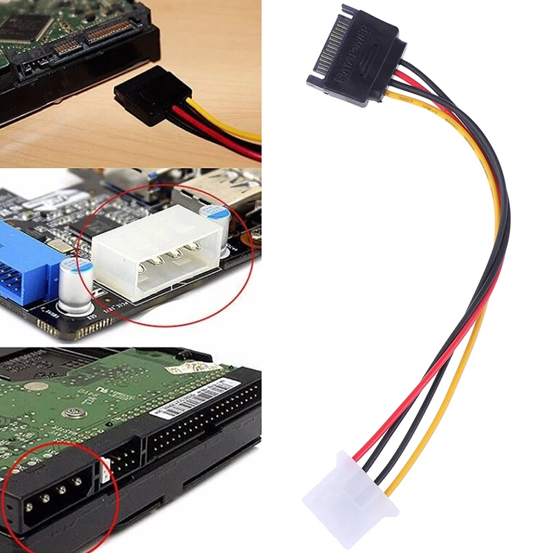 Горячая Распродажа 1 шт. кабель питания SATA-IDE 15 Pin SATA штекер-Molex IDE 4-контактный
