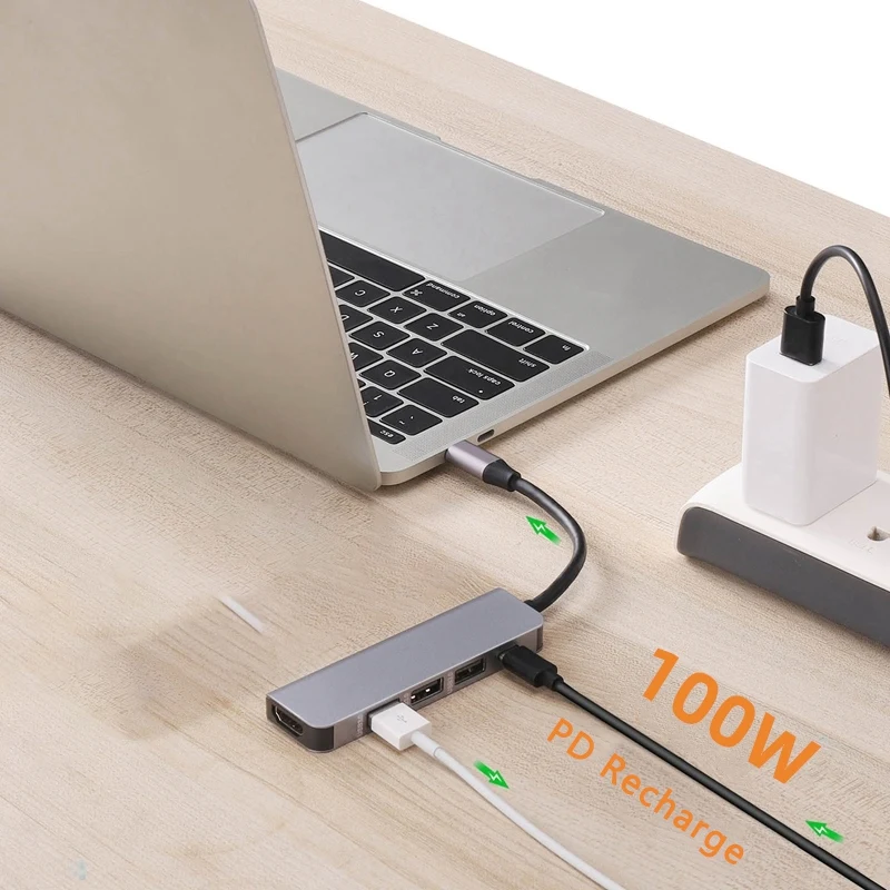 

Type-C Hub 5 in 1 Multifunctional Docking Station USB3.0 Docking Station 4K HDMI Hub for Pc Laptop