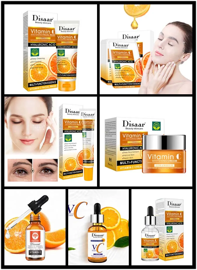 DISAAR VC 7-pcs set Vitamin C Whitening Serum Fade Acne Marks Moisturizing Shrink Pore Brightening SkinCare Essence Replenish