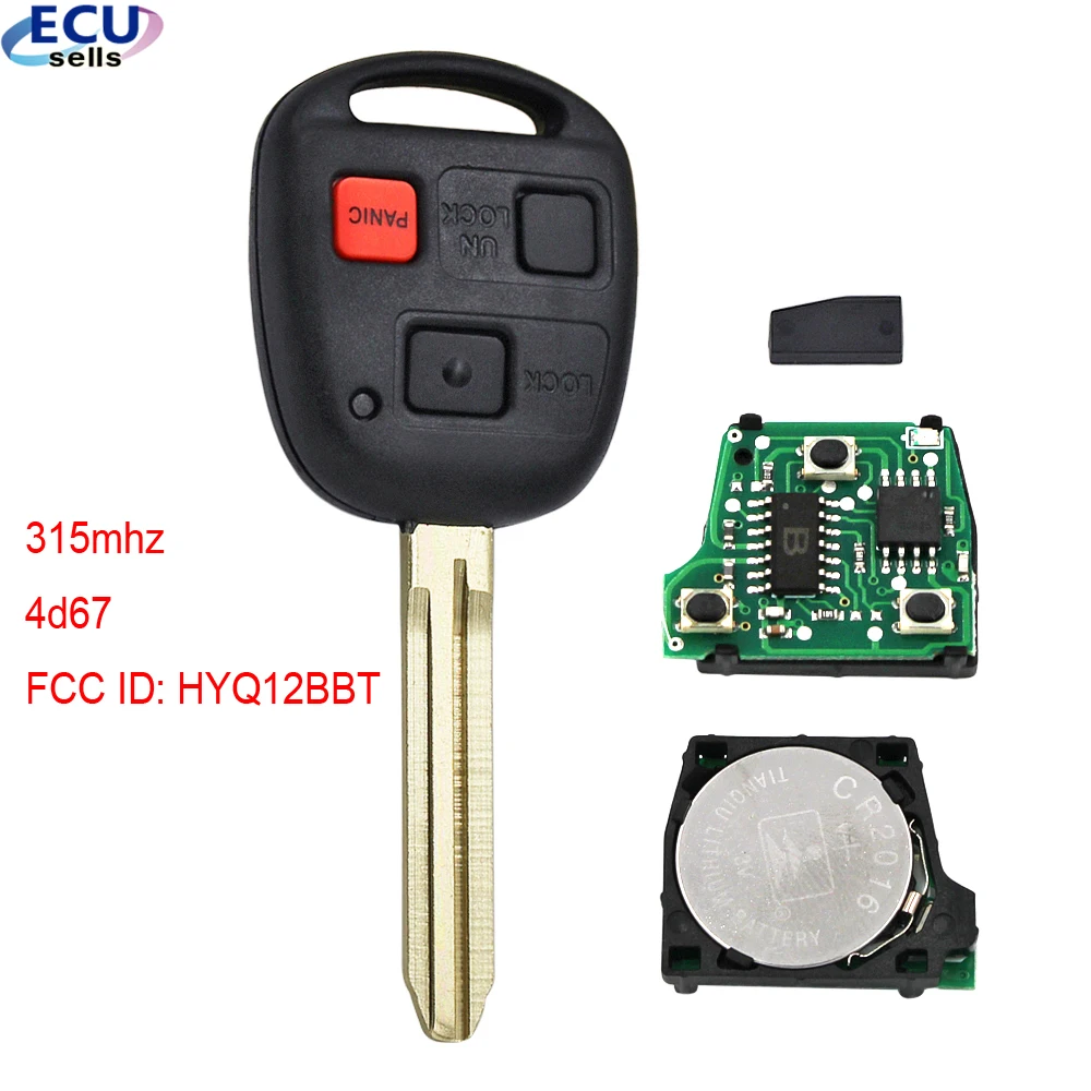 3 + 1 кнопка ASK 315 МГц дистанционный ключ 4D67 чип для Toyota 2003 2009 FCC ID: HYQ12BBT TOY43|Ключ от