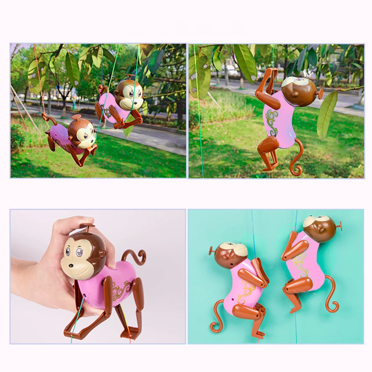 

Cute Blue Pink Kawaii Monkey Climb The Rope Toys Children Baby Animal Doll Parent-Child Interaction Play Toy Birthday Gifts