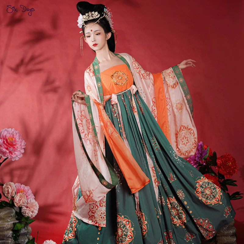 

Chinese Traditional Clothes Hanfu Women Classical Dance Oriental Festival Outfit Tang Dynasty Tender Girl Costume Fairy Dress