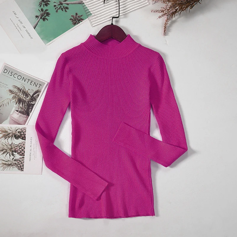 

Tight Women Sweater Knitted Elegant Top Women Slim Turtleneck Women's Jumper 2022 Korean Inner Wear Simple Woman Sweaters Female