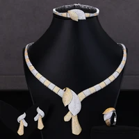 godki simulated bridal jewelry sets 3 colors necklace bracelet earrings ring sets bridal wedding jewelry parure bijoux femme