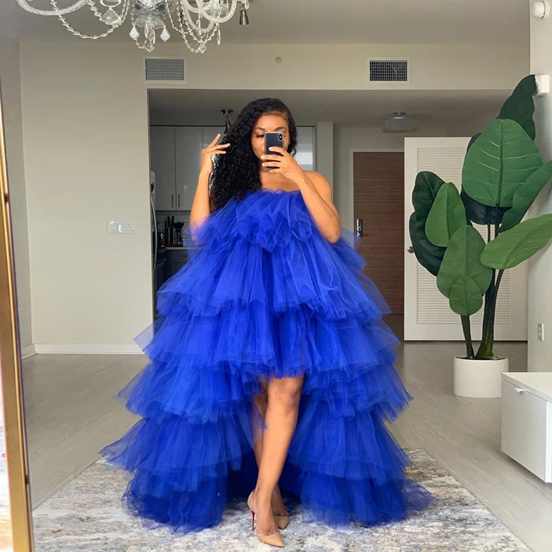 

2020 New Arrival Puffy Hi Low Tulle Prom Gown Plus Size Tiered Party Dresses Ball Gown Dress Tutu Women Dress