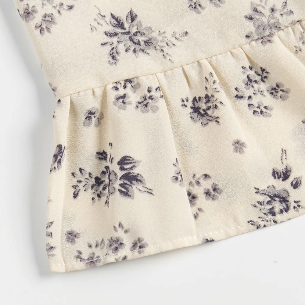 Летнее платье 2021 модная женская одежда с оборками подол цветочным принтом мини