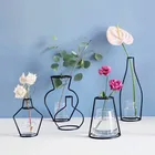 Черная ваза для цветов, подвесная железная стойка без стеклянного украшения, офисный Декор