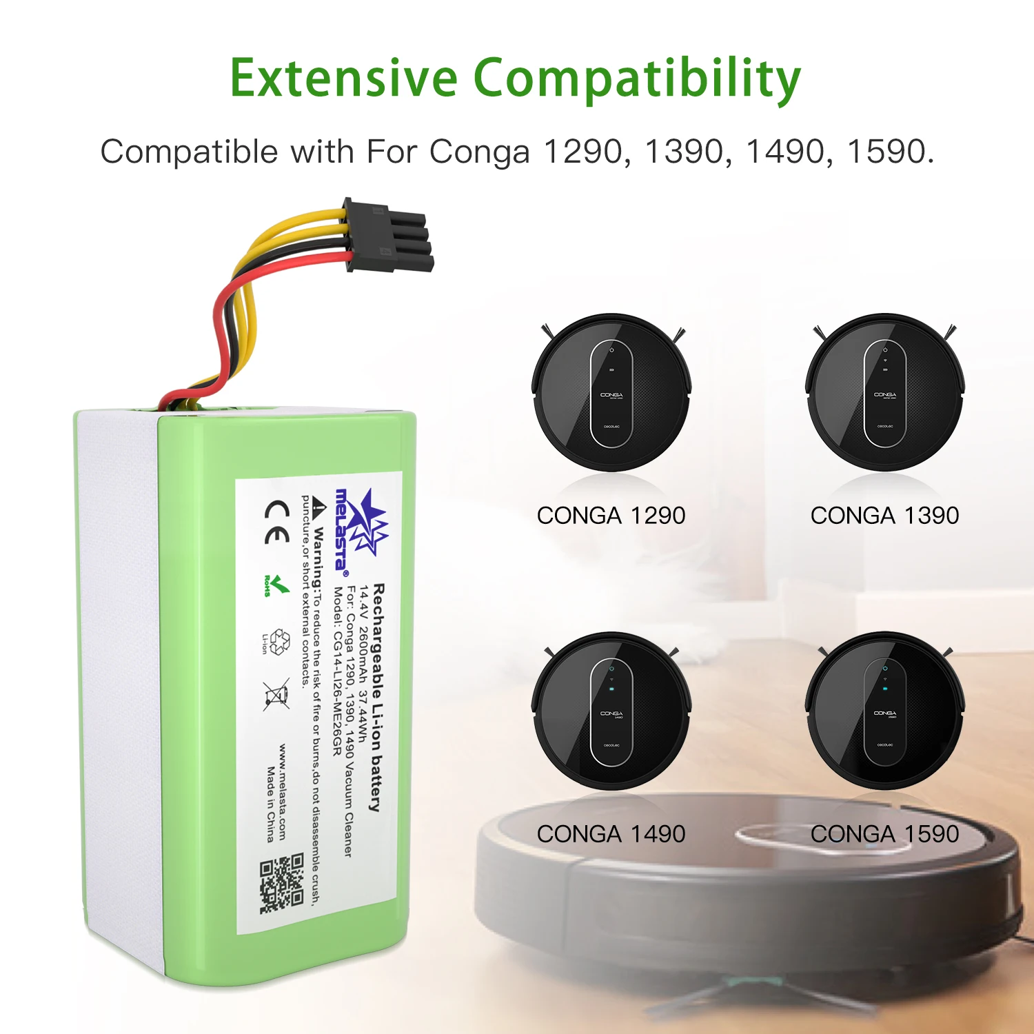 Melasta 14 4 V 2600nAh литий-ионный аккумулятор для Cecotec Conga 1290 1390 1490 1590 пылесос Genio deluxe 370