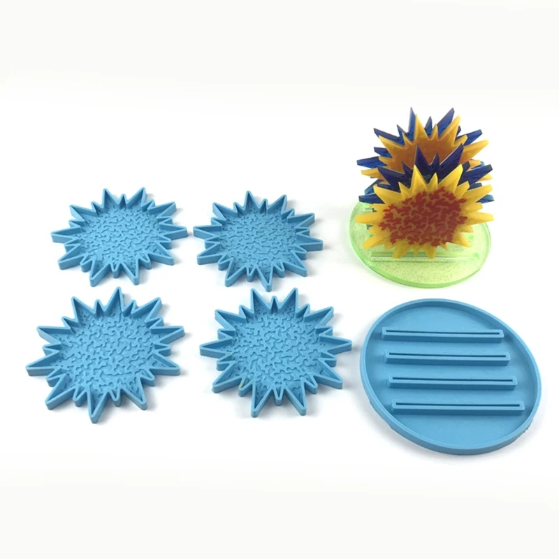 

5 Pcs/Set Coaster + Stand Epoxy Resin Mold Cup Mat+Holder Base Casting Silicone Mould DIY Crafts Jewelry Decoration Tool