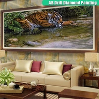 diy large size diamond painting forest landscape ab drill full square round mosaic tiger diamont embroidery corridor decoration
