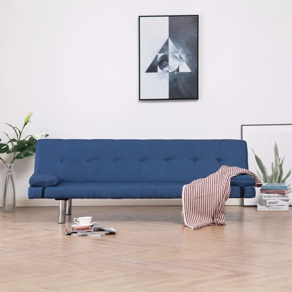 VidaXL Sova cama con dos almohadas de POLIESTER azul |