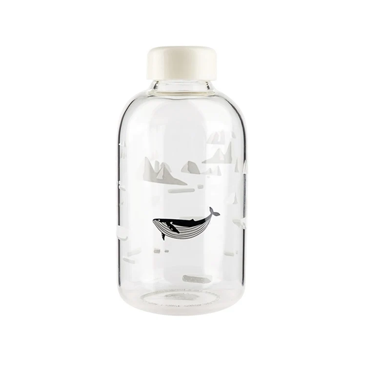 Whale 600ml 1000 мл уплотнение КИТ стеклянная бутылка для воды с рукавом творческие спортивные бутылки кемпинг бутылка Тур посуда для напитков мои бутылки для воды - Цвет: Whale 600ml