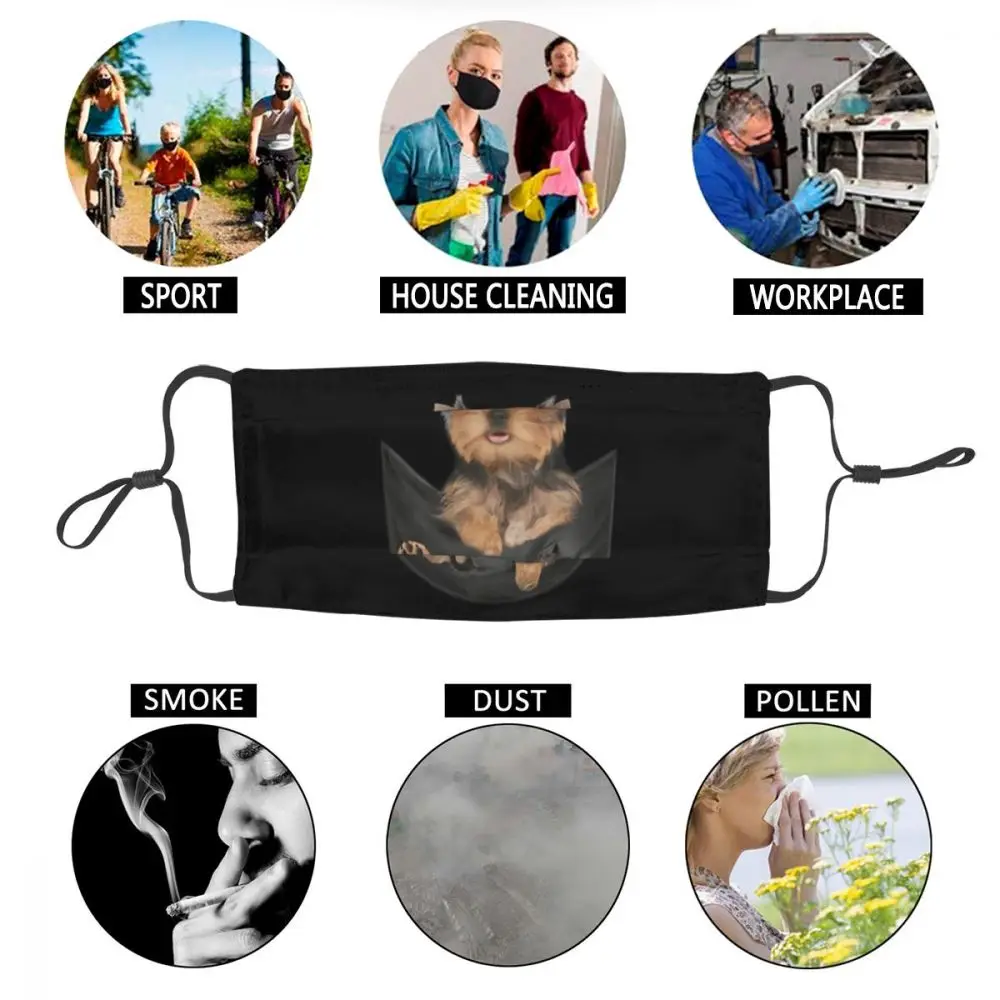 

Yorkshire Terrier In Pocket Adult Mask Anti Haze Yorkie Dog Animal Puppy Protection Adult Non-Disposable Respirator Mouth Muffle