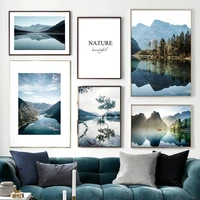 jungle lake mountain reflection quote wall art canvas painting nordic poster and prints wall pictures for living room home decor