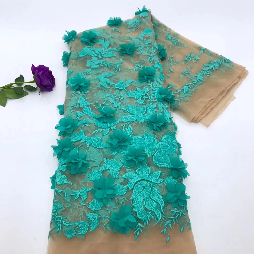 BEAUTIFICAL l African french tulle net lace fabrics fabric 3d flowers high quality Nigerian laces 5 yards JYN293 | Дом и сад