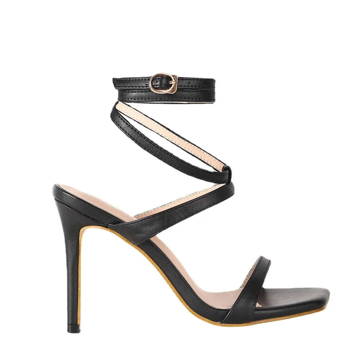 

2021 High Heels Women's Shoes for Party Wedding Sexy Red Footwear Buckle New Cross Straps Stiletto Summer Fashion Ladies Sandals