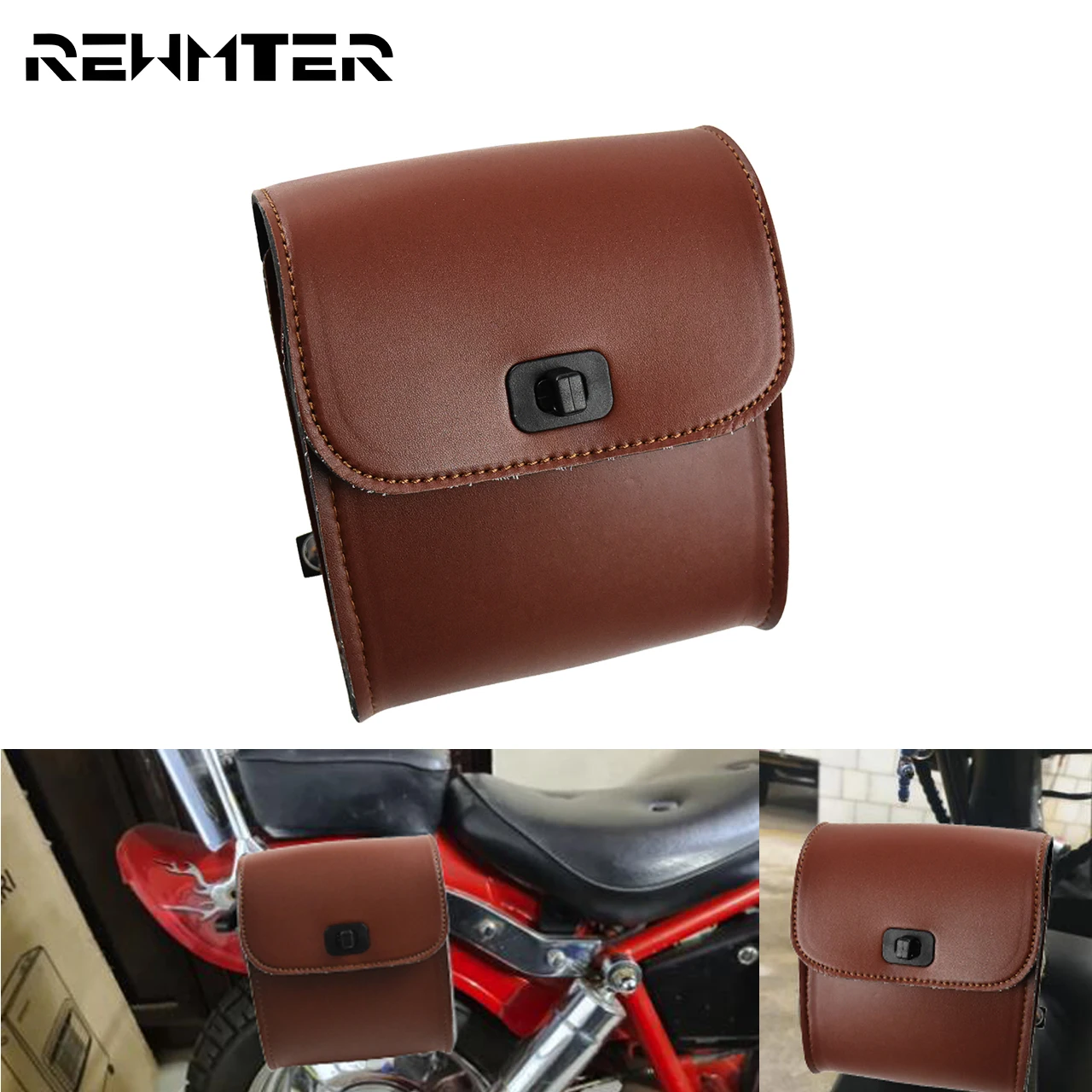 Мотоциклетная мини сумка для инструментов на руль искусственная кожа кафе