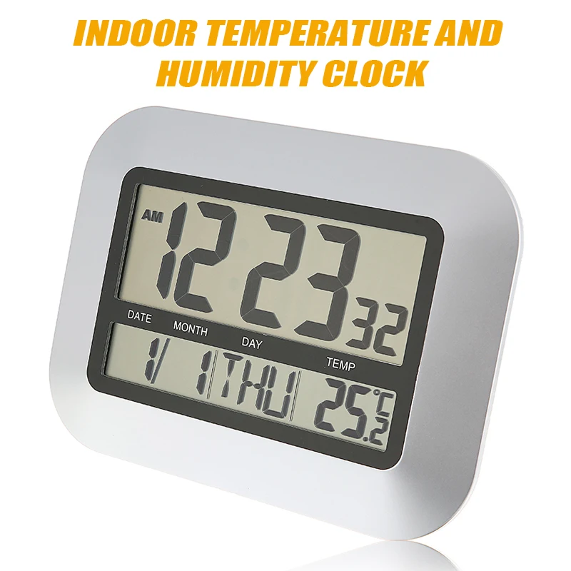 

Wall Electric Digital Alarm Clock LCD Thermometer Clock Office Table Data Calendar Watch Timer Indoor Humidity Sensor