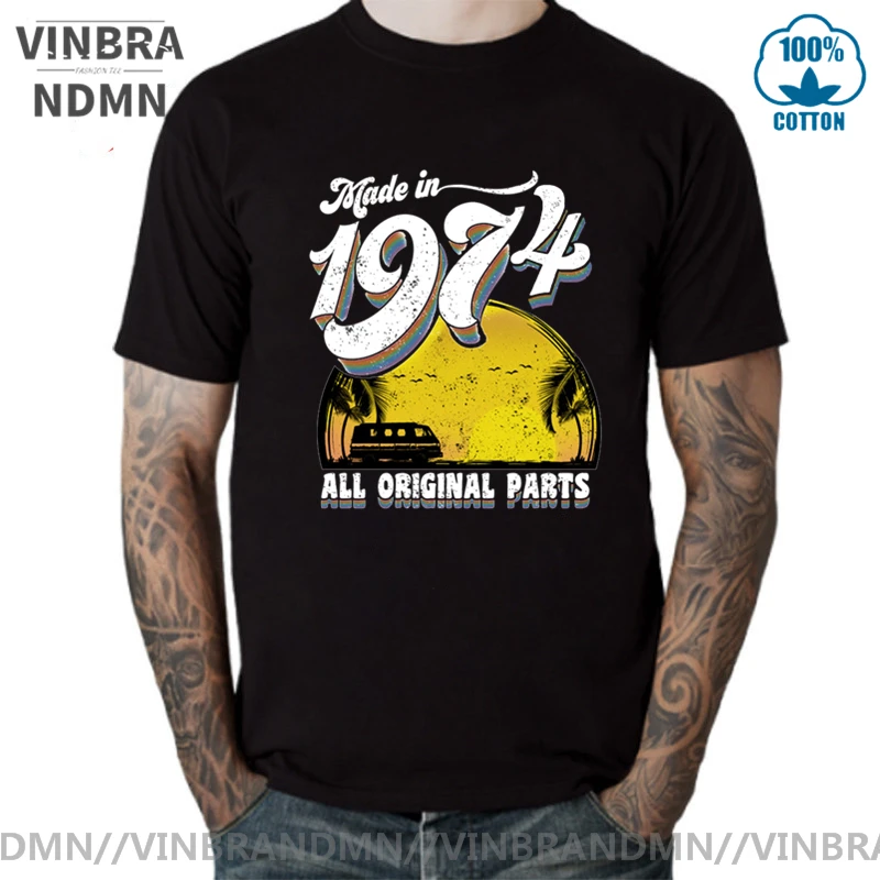 

Винтаж 1974 оригинальный Запчасти футболки Для мужчин 47 лет футболки сделано в 1974 футболка Ретро 47th подарок на день рождения футболки Camisetas