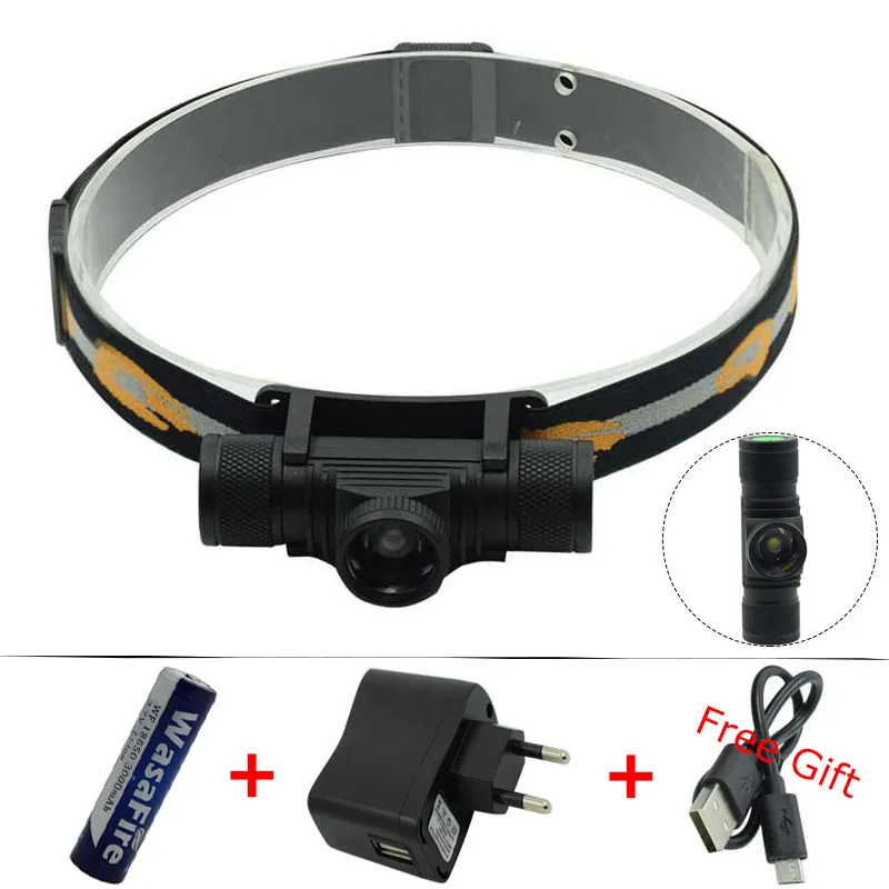 Масштабируемый светодиодный налобный фонарь XM L2 5 режимов водонепроницаемый