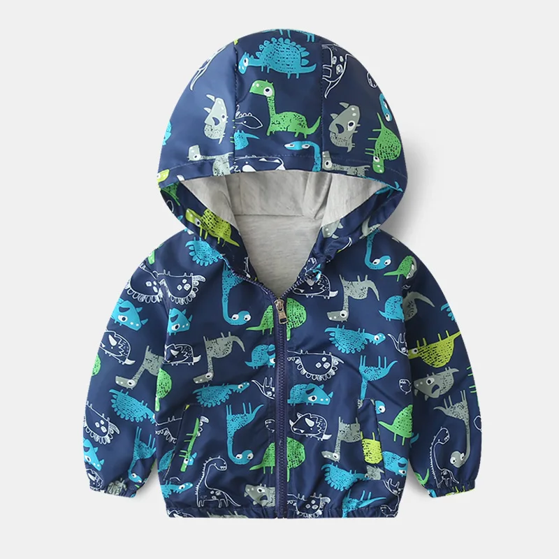 

ZWY1261 Boys Autumn Coats Kids Jackets Toddler Hooded Windbreaker With Pocket Children Zipper Outerwear Baby Clothes 2-7 Years