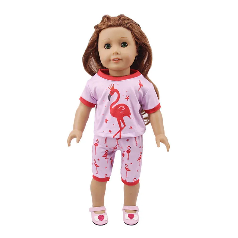 

Born New Baby Fit 18 inch 43cm American Doll Gril Four-piece Casual T-shirt With Hood Clothes Accessories For Baby Birthday Gift