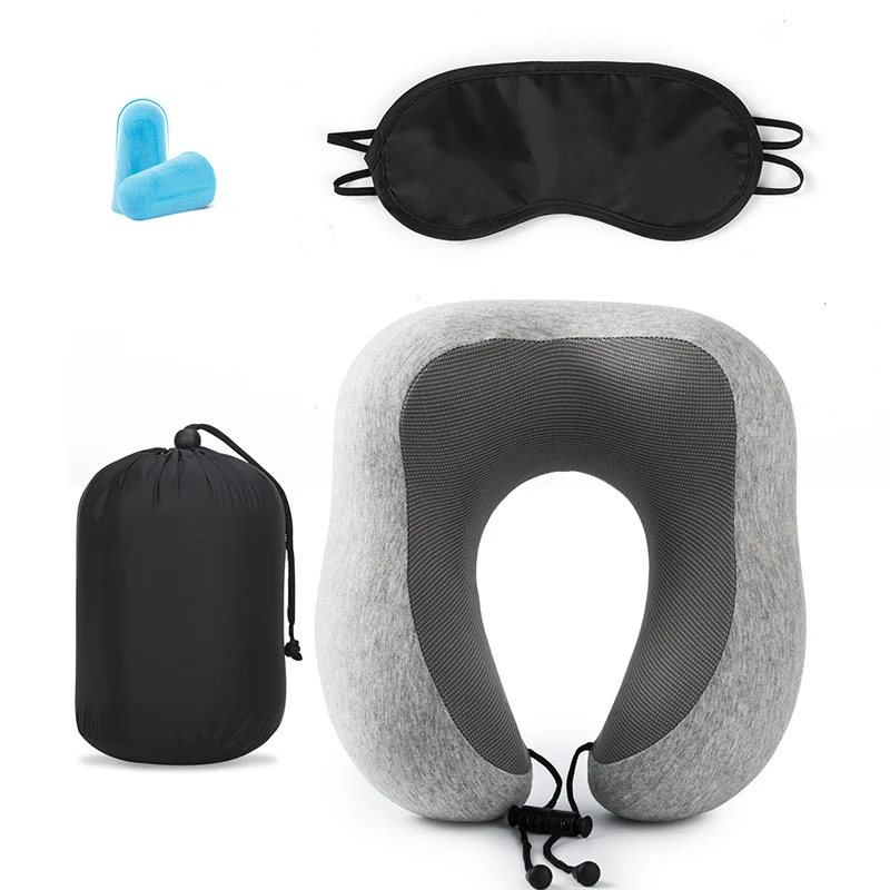 

Power Of Nature U Shape Travel Pillow Set Memory Foam Slow Rebound Pillows For Sleeping Foldable With Eye Mask