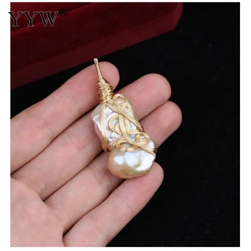 

Freshwater Pearl Copper Wire Wrapped Accessories for Making Necklace Earrings Handmade Charms Women DIY Jewelry Crafts 20*30mm
