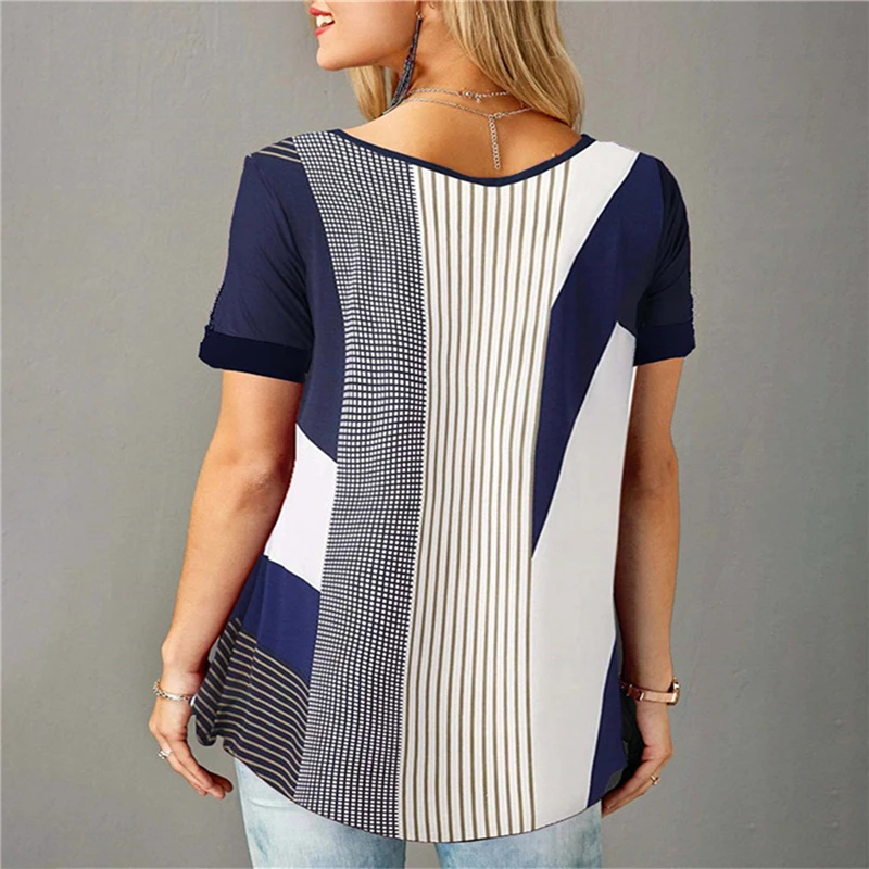 

Summer Vintage Women T-Shirts Ladies' Loose Fashion Tops Round Neck Short Sleeve Top Tees Female Buttoned Printed T-Shirts