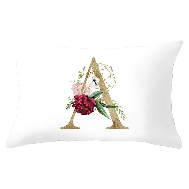 

Letter Rectangle Cushion Cover 30x50 Red Floral Decorative Sofa Cushions Home Decor Throw Pillows Alphabet Pillowcases
