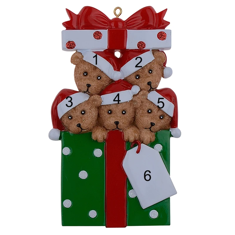 

Оптовая продажа, резиновый персонализированный медведь, рождественские украшения, семейство 5, рождественские украшения для дома, праздвеч...