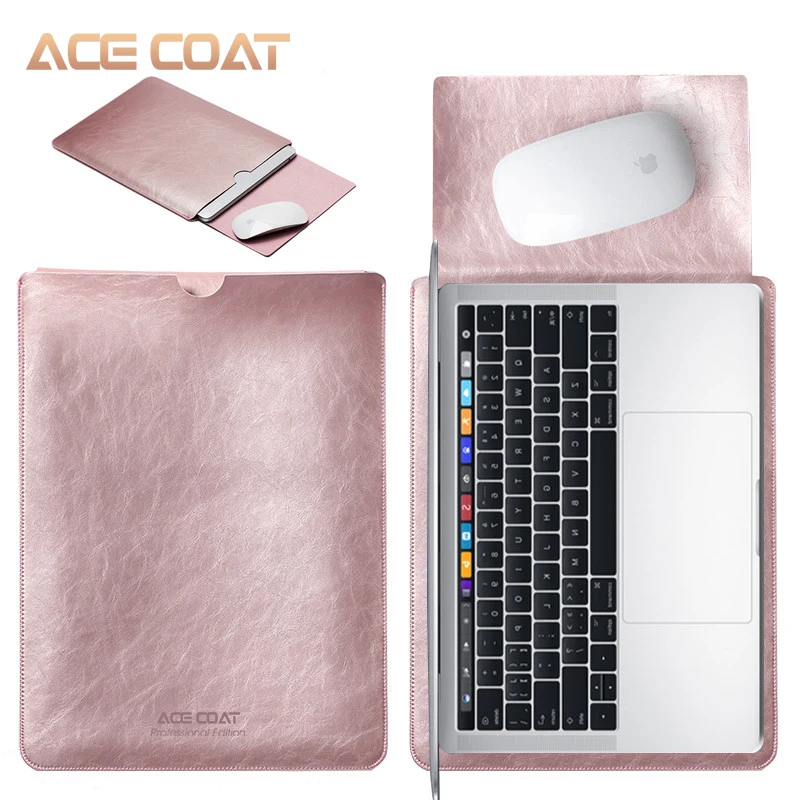 ACECOAT микрофибра pu кожаный чехол протектор сумки для Macbook Air Pro Retina13 12 15 16 чехол для ноутбука для macbook pro 13 Чехол - Цвет: Rose-gold