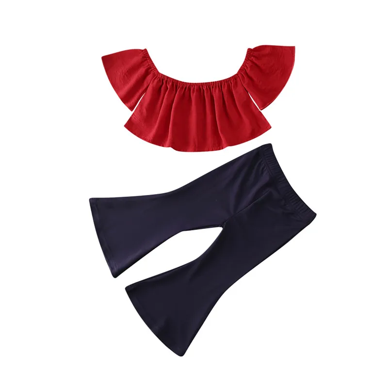 Комплект одежды из 2 предметов для маленьких девочек милый красный эластичный