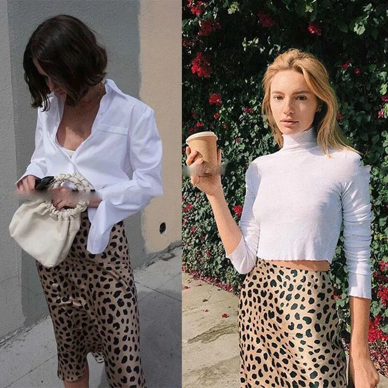 SHENGPALAE Europe And America 2020 New Fashion Tulle Skirts Vintage Sexy Leopard Print Printing Women High Waist Skirt ZA2521 | Женская