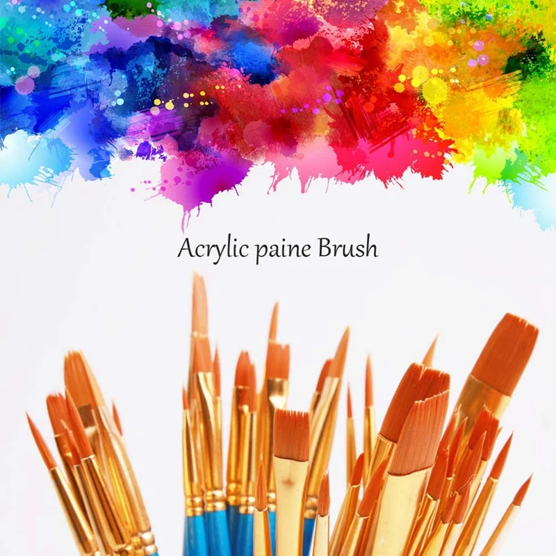 

30 Pcs Paint Brushes Nylon Hair Brush for Acrylic Painting Oil Painting Watercolor Painting Face Painting