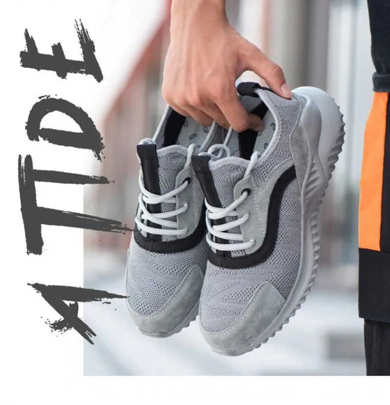 New Indestructible Men's Steel Toe Safety Boots Breathable Anti-smashing Puncture-Proof Work Shoes Welder Safety Boot Sneakers