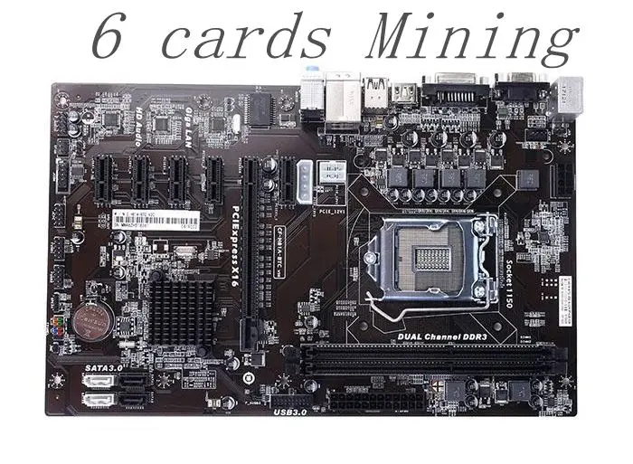 Б/у добыча материнская плата H81P BTC 6GPU 6PCI E H81A LGA 1150 DDR3|Материнские платы| |