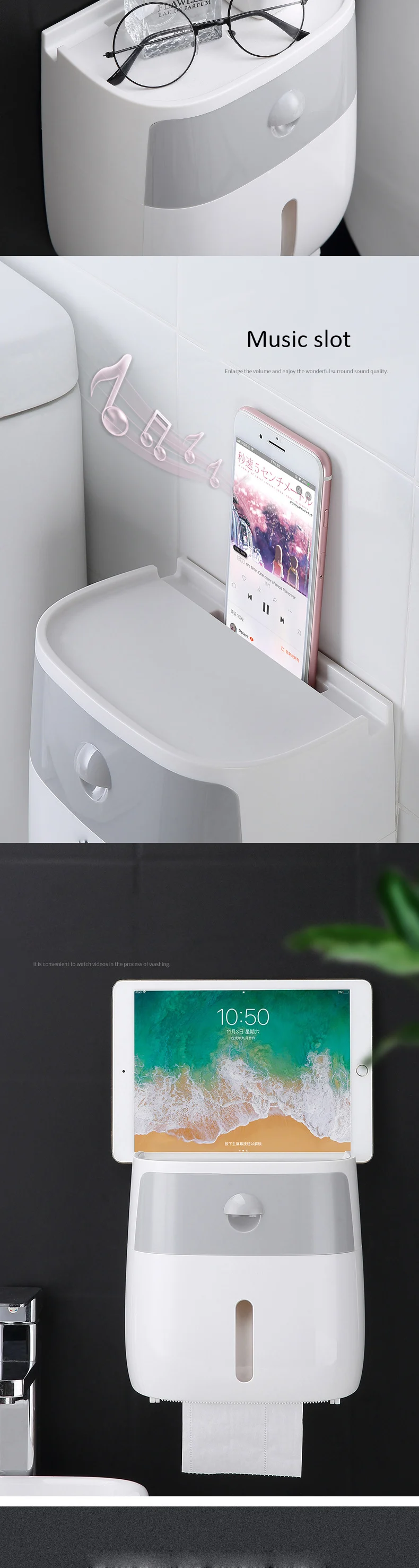 Держатель туалетной бумаги настенный WC бумажная коробка для салфеток диспенсер Многофункциональный пластиковый держатель туалетной бумаги для ванной комнаты коробка для хранения
