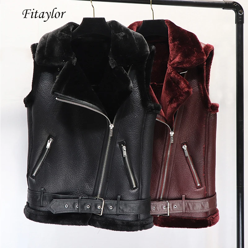 Fitaylor женская зимняя куртка из искусственной овечьей кожи теплый толстый жилет