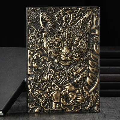 New Design Vintage Cat Notebook Retro Planner Bronze Book School Supplies Office Culture and Education