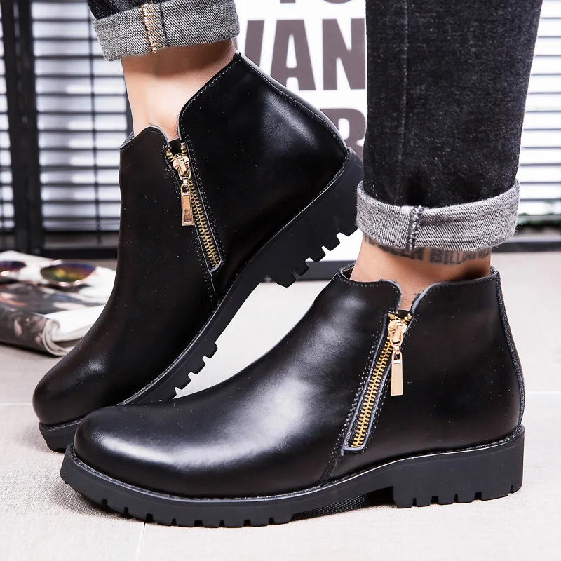 Роскошная брендовая зимняя обувь мужские мотоциклетные ботинки уличные теплые