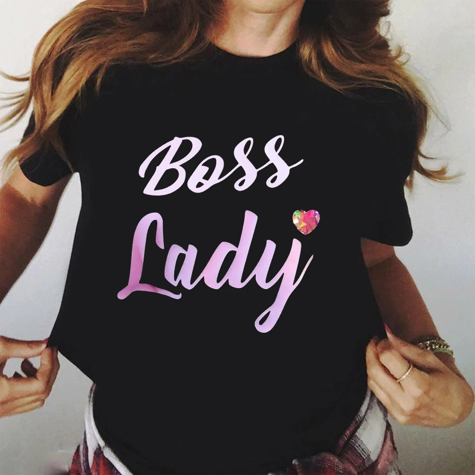 Женская забавная Футболка Boss Lady женская футболка в стиле Харадзюку свободная