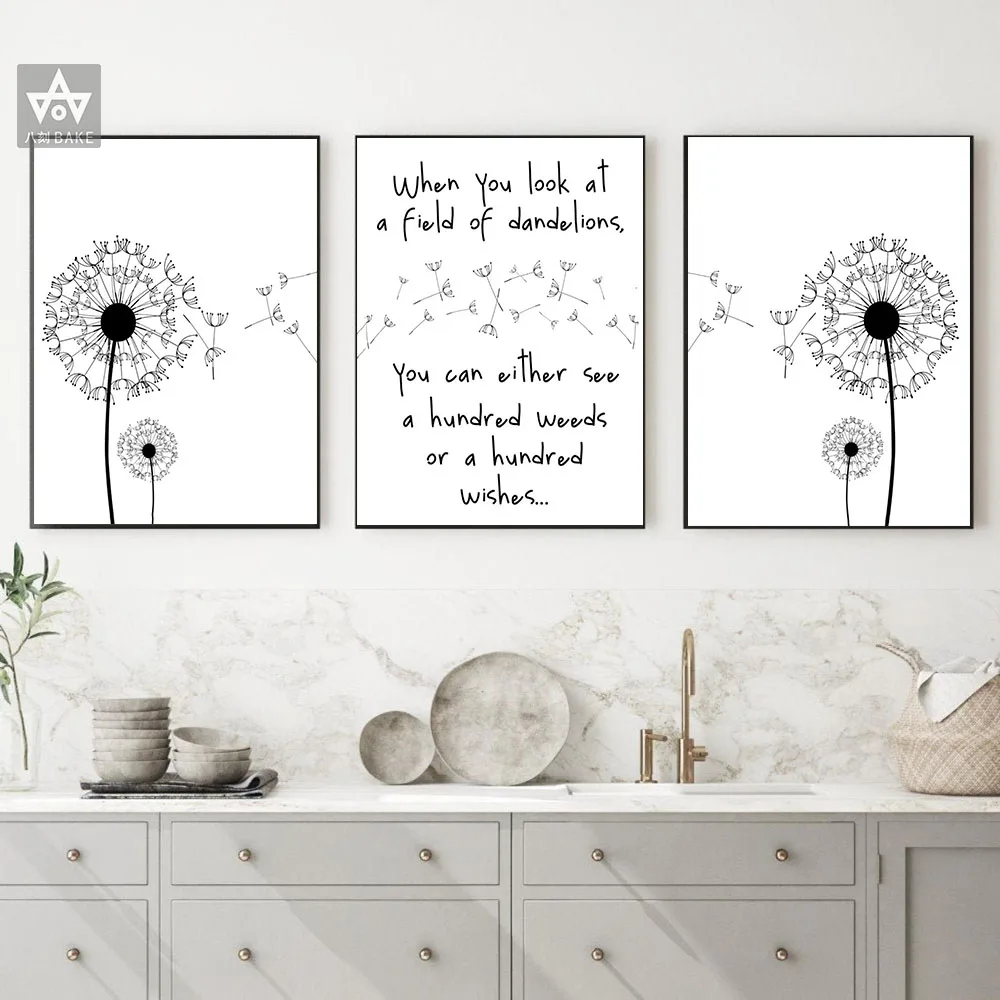 

Dandelion Quote Wall Art Nursery Flower Art Print Motivational Canvas Painting Scandinavian Living Room Home Decoration Picture
