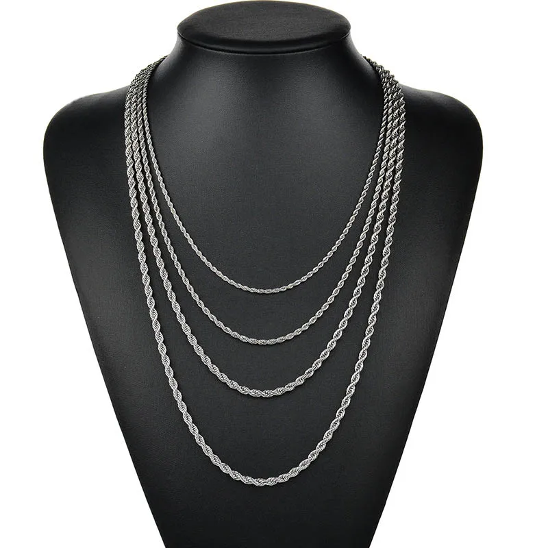 

Трос из нержавеющей стали для мужчин и женщин, витая позолоченная цепочка, 3 мм, 4 мм, 5 мм, 6 мм