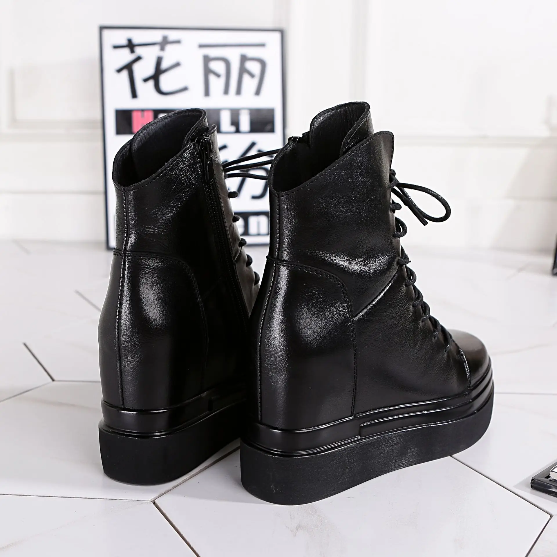 Ботильоны SWONCO женские из воловьей кожи повседневная обувь на платформе