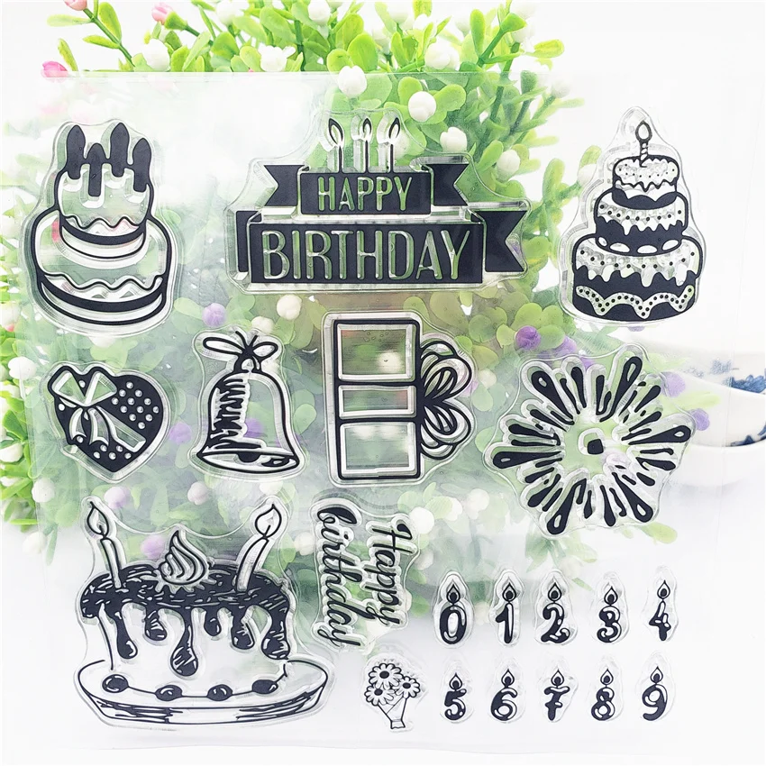 Горячая Распродажа прозрачные штампы для торта на день рождения/Силиконовые