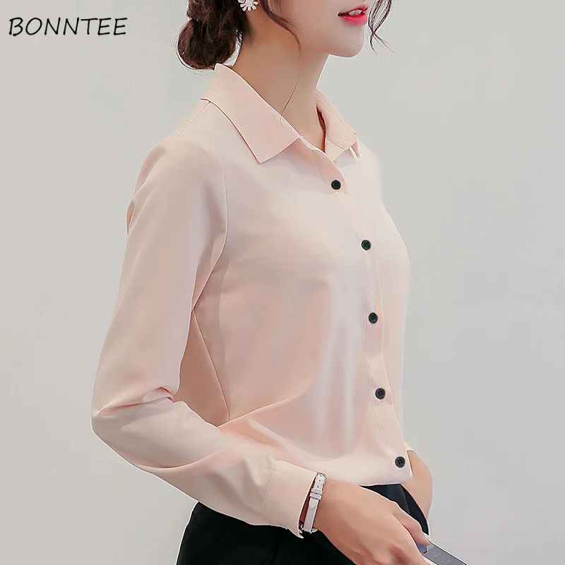 Shirts Women Spring Summer Trendy All-match Simple Korean Style High Quality Soft Chiffon Solid Office Lady Womens Blouses Chic | Женская