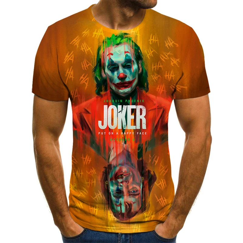 

2020 Summer Clown white Joker 3D Printed T Shirt Men Joker Face Casual Male tshirt Clown Short Sleeve Funny T Shirts Tops